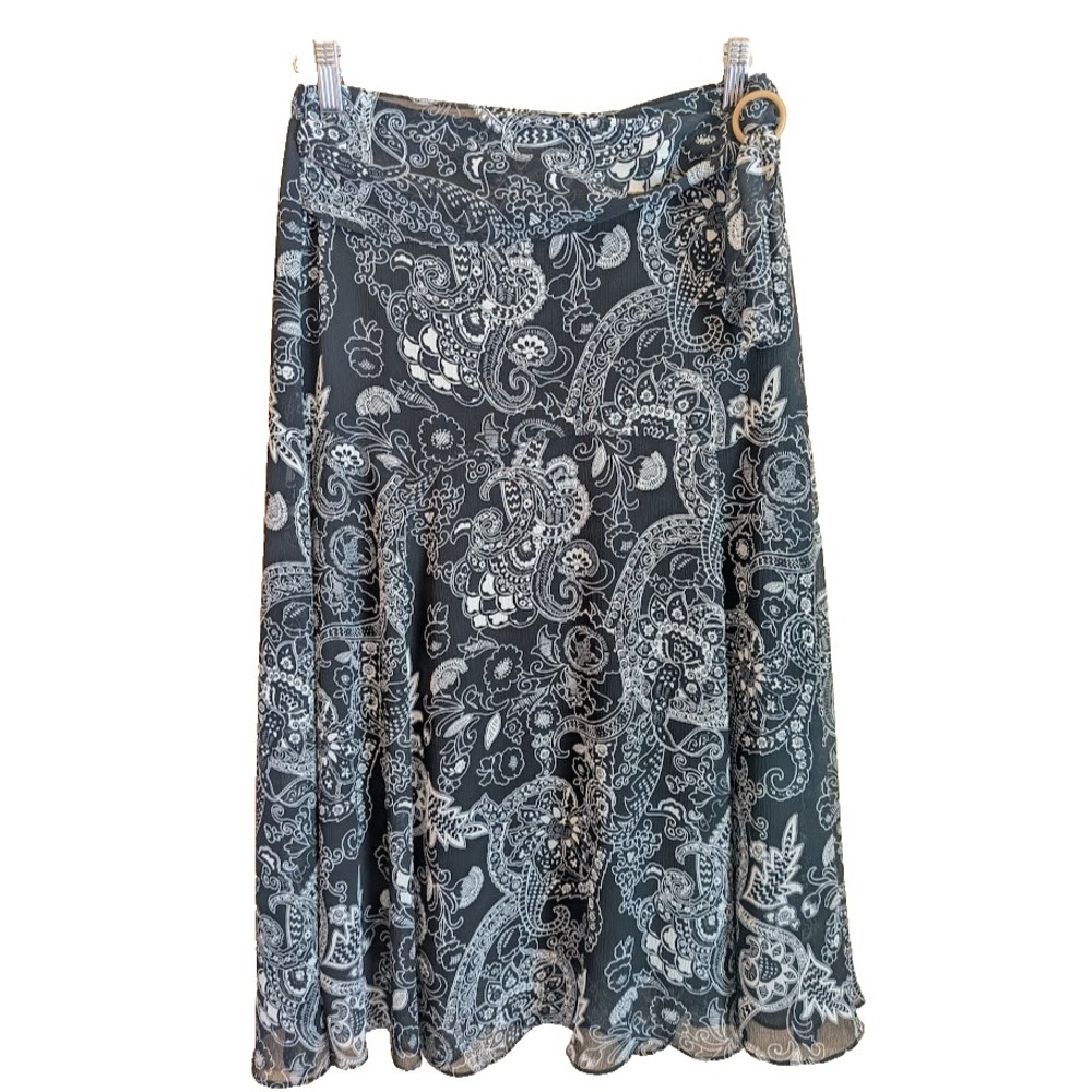 Boho Maxi Skirt 8P Flowing Side Tie Belt Peasant Cottagecore Whimsygoth Timeless